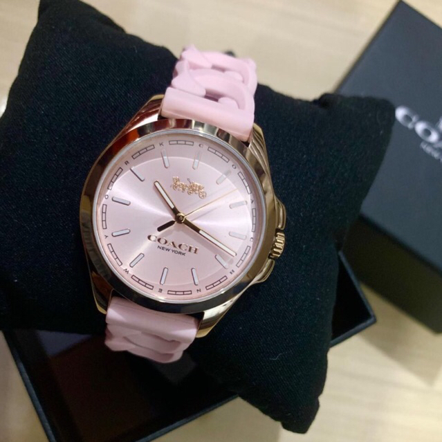 Jam Tangan Branded Coach Libby 14503781 Pink Blush 34 mm Rubber Strap