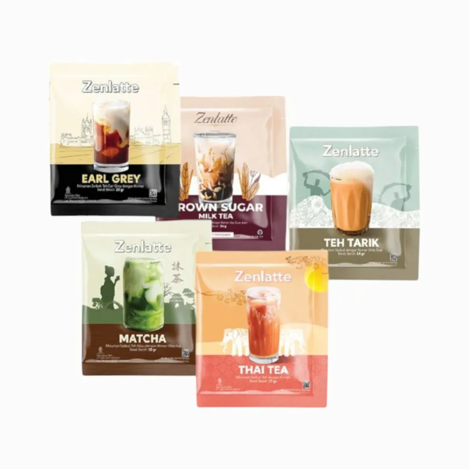 

Zenlatte All Variant (Matcha, Thai Tea, Brown Sugar, Teh Tarik) Renceng isi 10 pcs