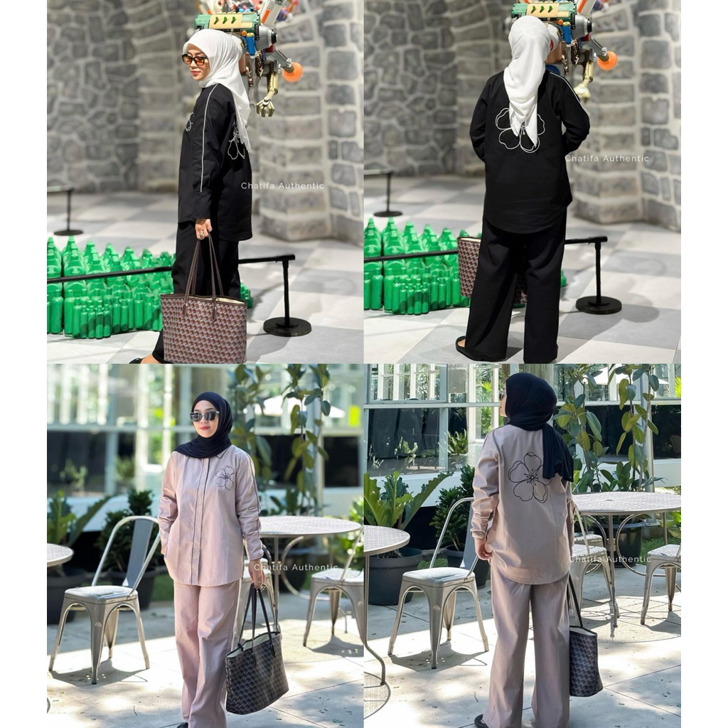 chatifa authentic setelan ameena original 100% / setelan bordir/ setelan kulot / setelan 2 in 1 / se