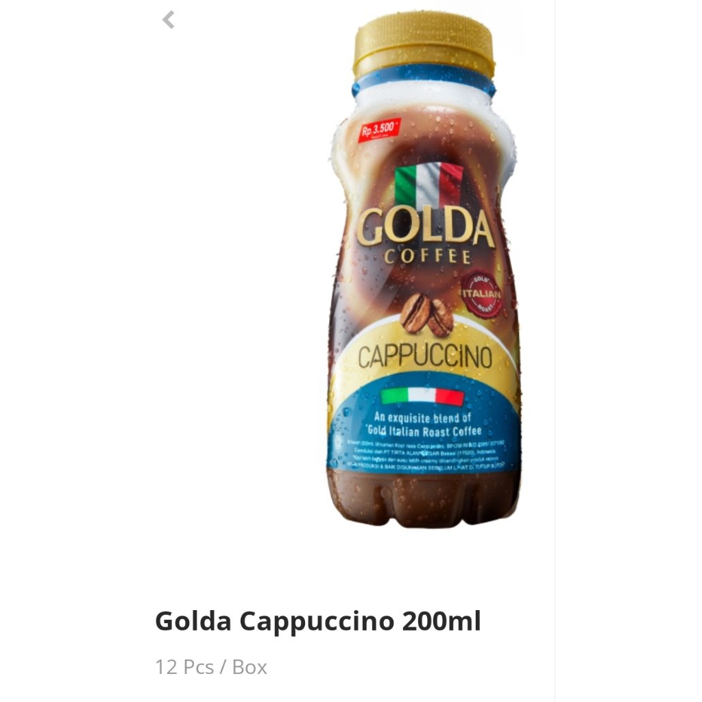 

Golda coffee - cappucino 200ml x 12 botol