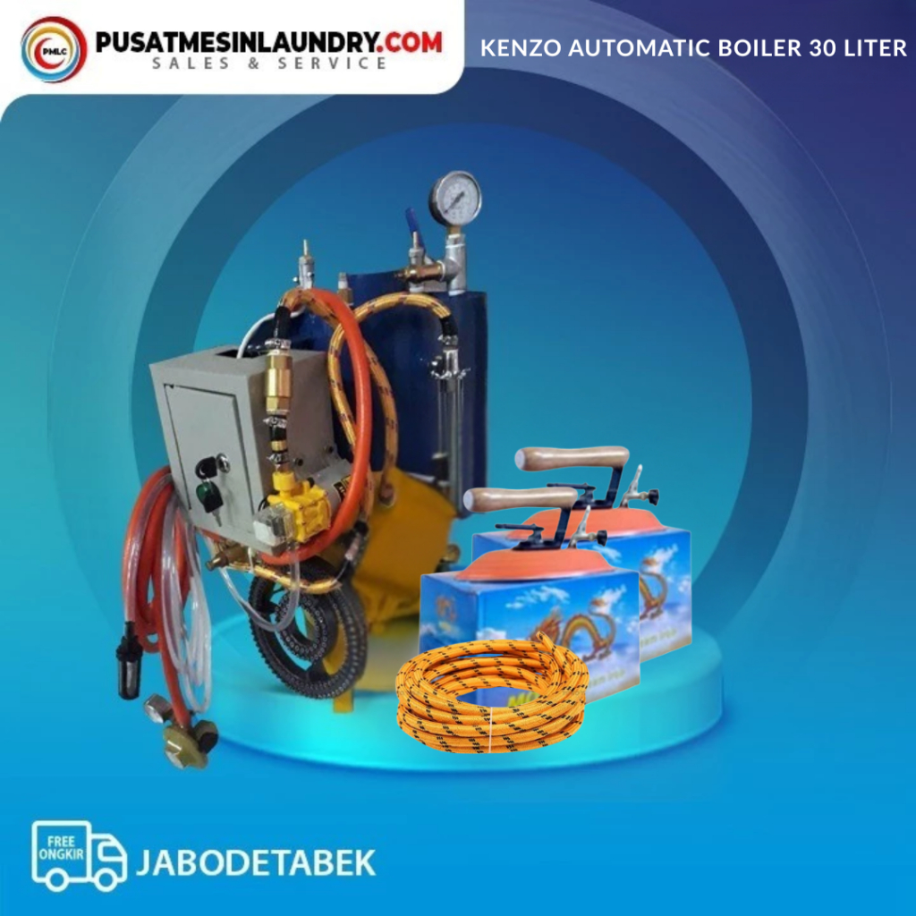 Kenzo Automatic Boiler Kapasitas 30 Liter Plus 2 Setrika Uap