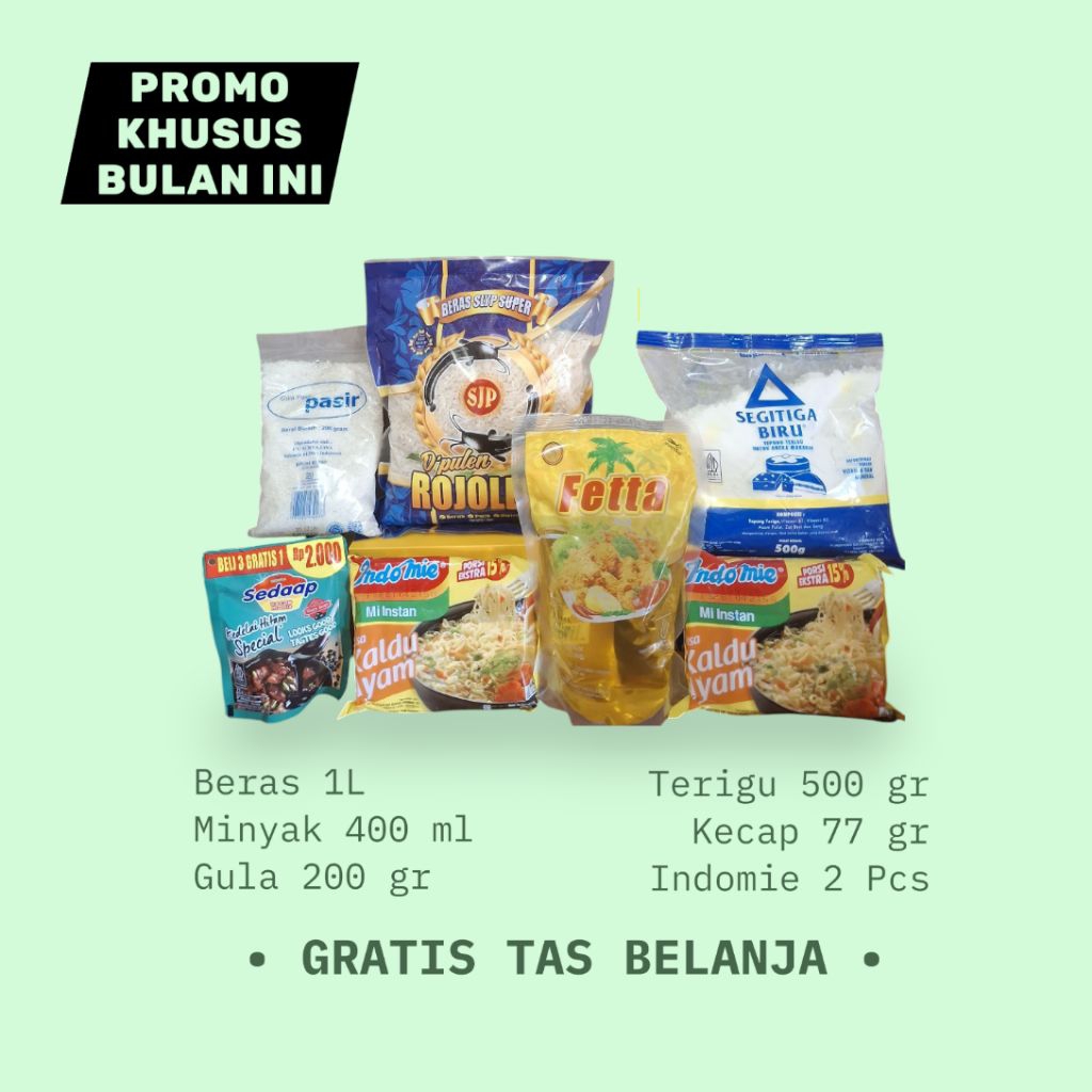 

PROMO !! | Paket Sembako Murah IDR 54.900