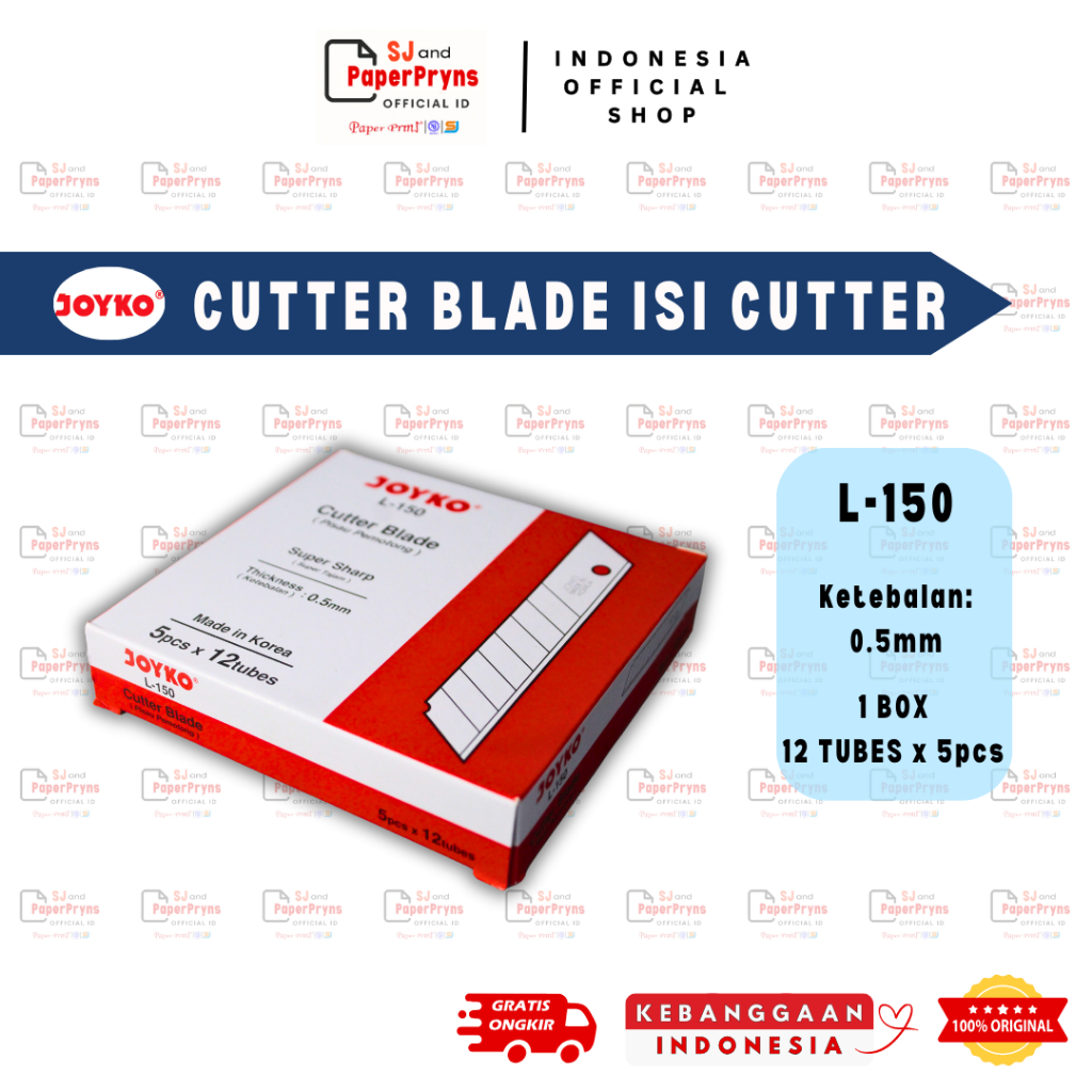 

Isi Cutter Blade Joyko L-150 – Pisau Cutter Besar 0.5mm (12 Tubes x 5 pcs)
