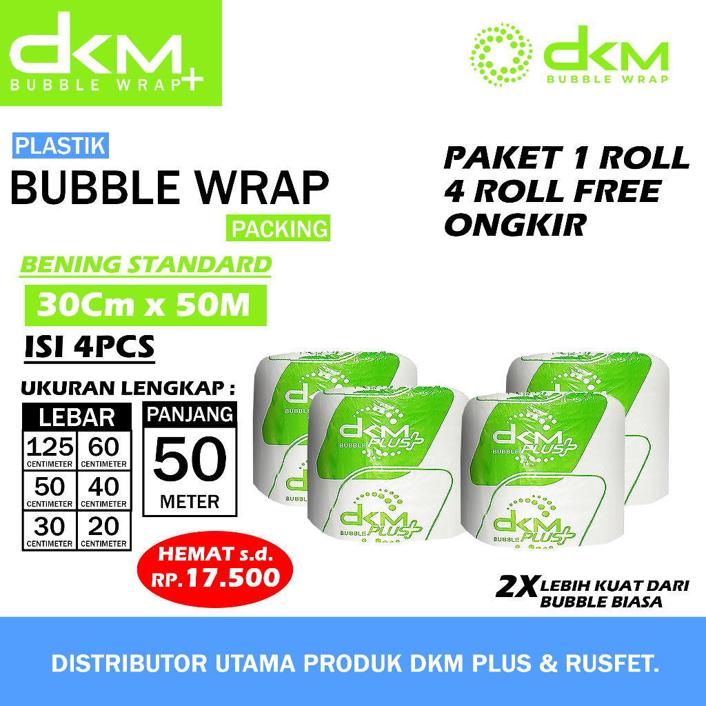 

Plastik Bubble Wrap 30cm X 50m Dkm Plus Bubblewrap Packing 125cm X 50m Paket 1 Roll