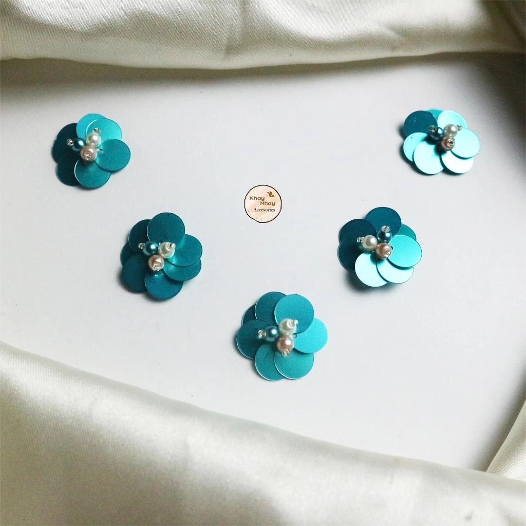 [MY] Payet Bunga Rangkai Sequin dan Mutiara Sintetis KN2/Payet Mewah/Payet Rangkai Tempel/Payet Mura