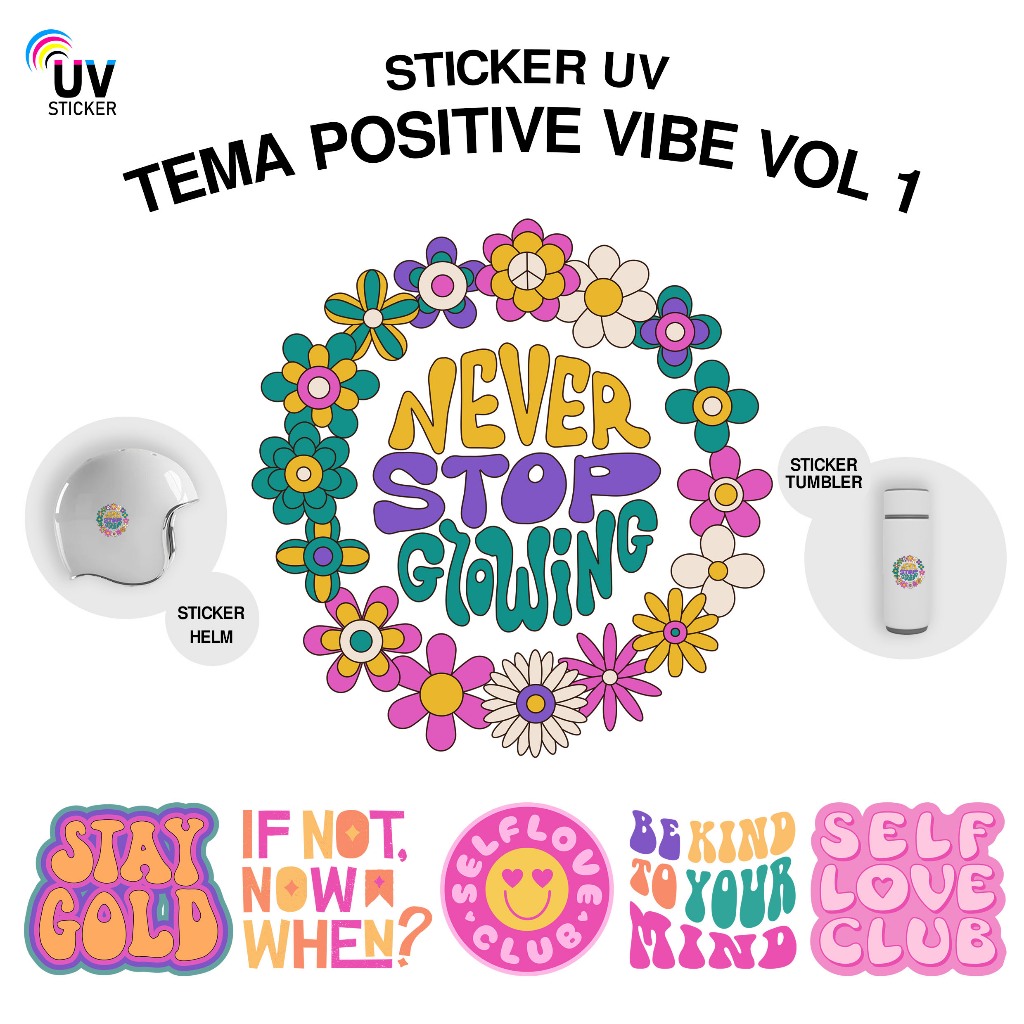 

STIKER UV - TEMA POSITIVE VIBE VOL 1 | STICKER UV, STICKER MOTOR, STICKER MOBIL, STICKER HELM, STICKER TUMBLER, STICKER 3D, STICKER UV DTF BY UVSticker