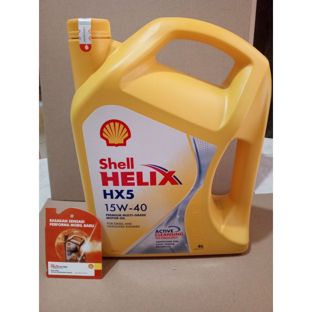 OLI OIL  SHELL HELIX HX5 15W-40 4L PELUMAS OLI MESIN MOBIL AVANZA XENIA SIGRA CAYLA