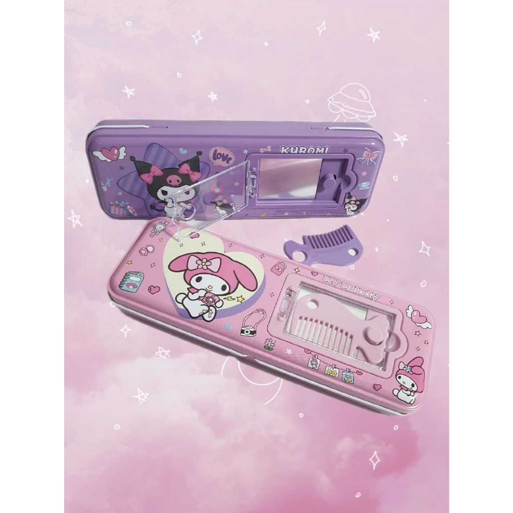 

Kotak Pensil Kaleng 2 Susun / pencil case cermin + sisir Karakter Sanrio