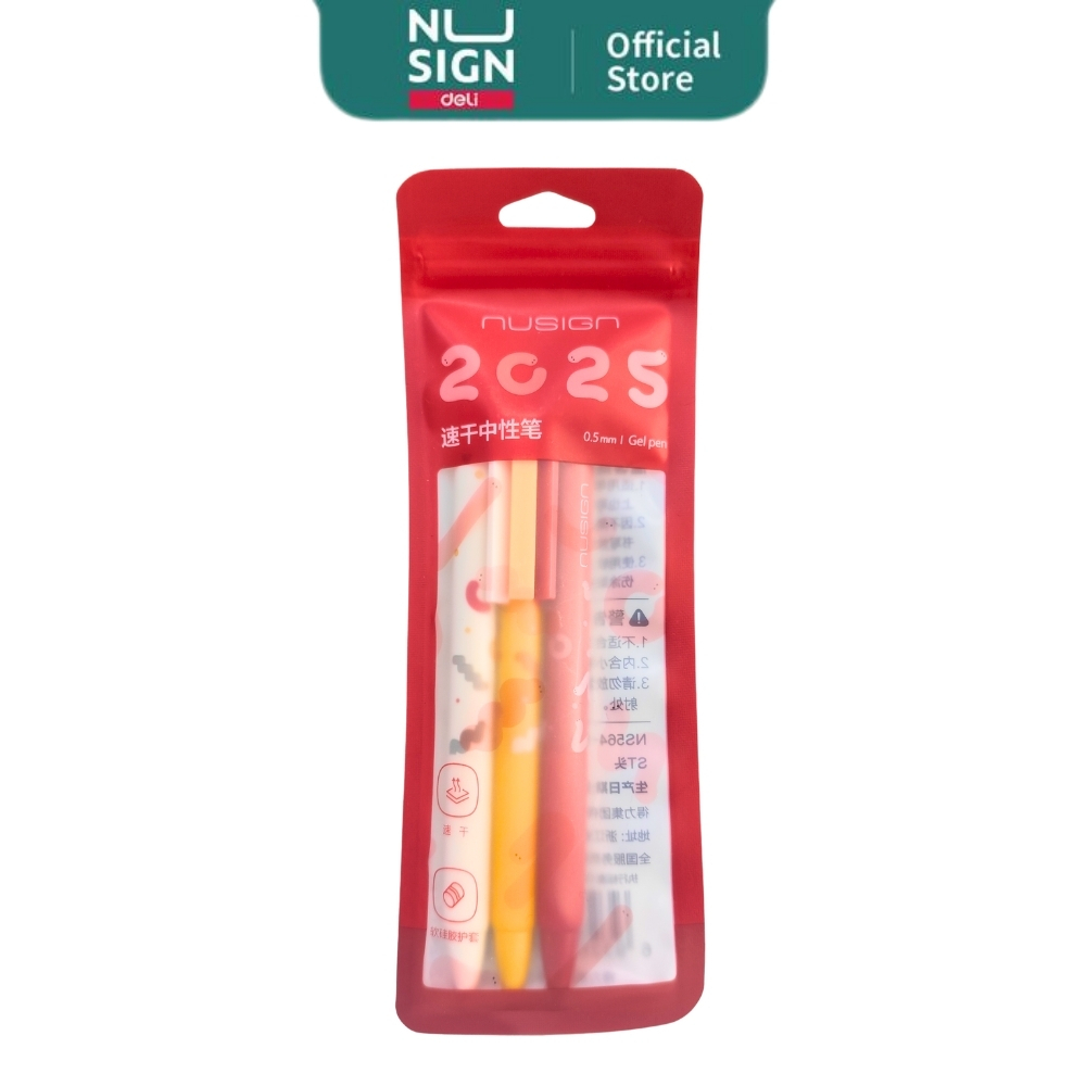 

DELI Nusign Pulpen Gel 0.5mm Black NS564-S 3 in 1