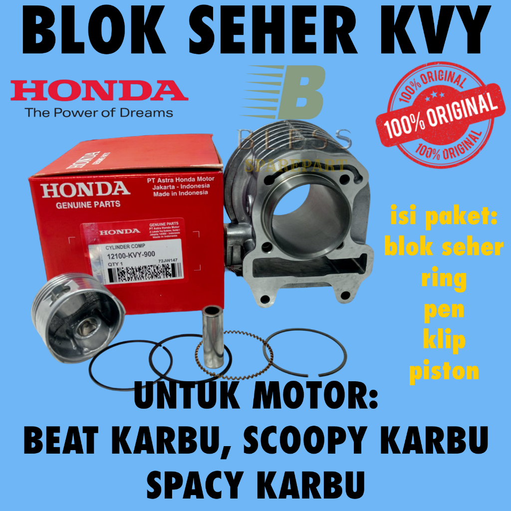 BLOK SEHER KODE KVY MOTOR, BEAT KARBU / SCOOPY KARBU ( KVY ) Beat karbu / Scoopy