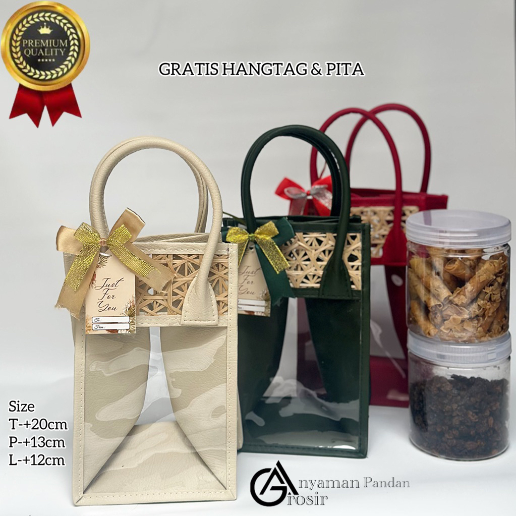 Tas hampers MIKA MIX BAMBU TINGGI MINI GRATIS HANGTAG DAN PITA tas parcel lebaran iedfitri goodiebag