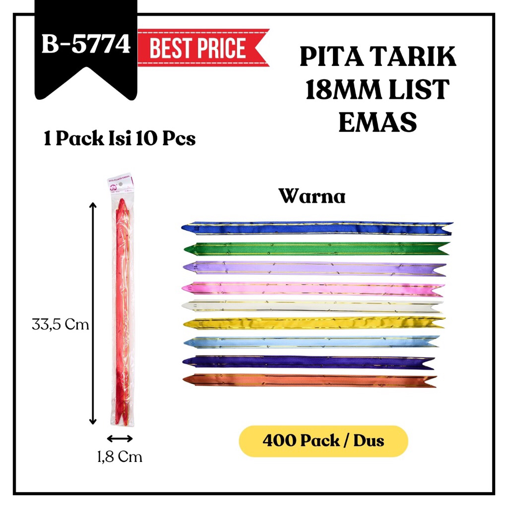 

GROSIR 1Pack(20bks) PITA TARIK list Emas // Pita kado // Pita tarik bunga