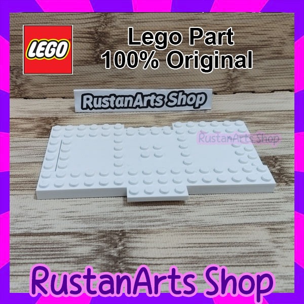 LEGO PART Brick, Modified 8 x 16 x 2/3 with 1 x 4 Indentations and 1 x 4 Plate color white