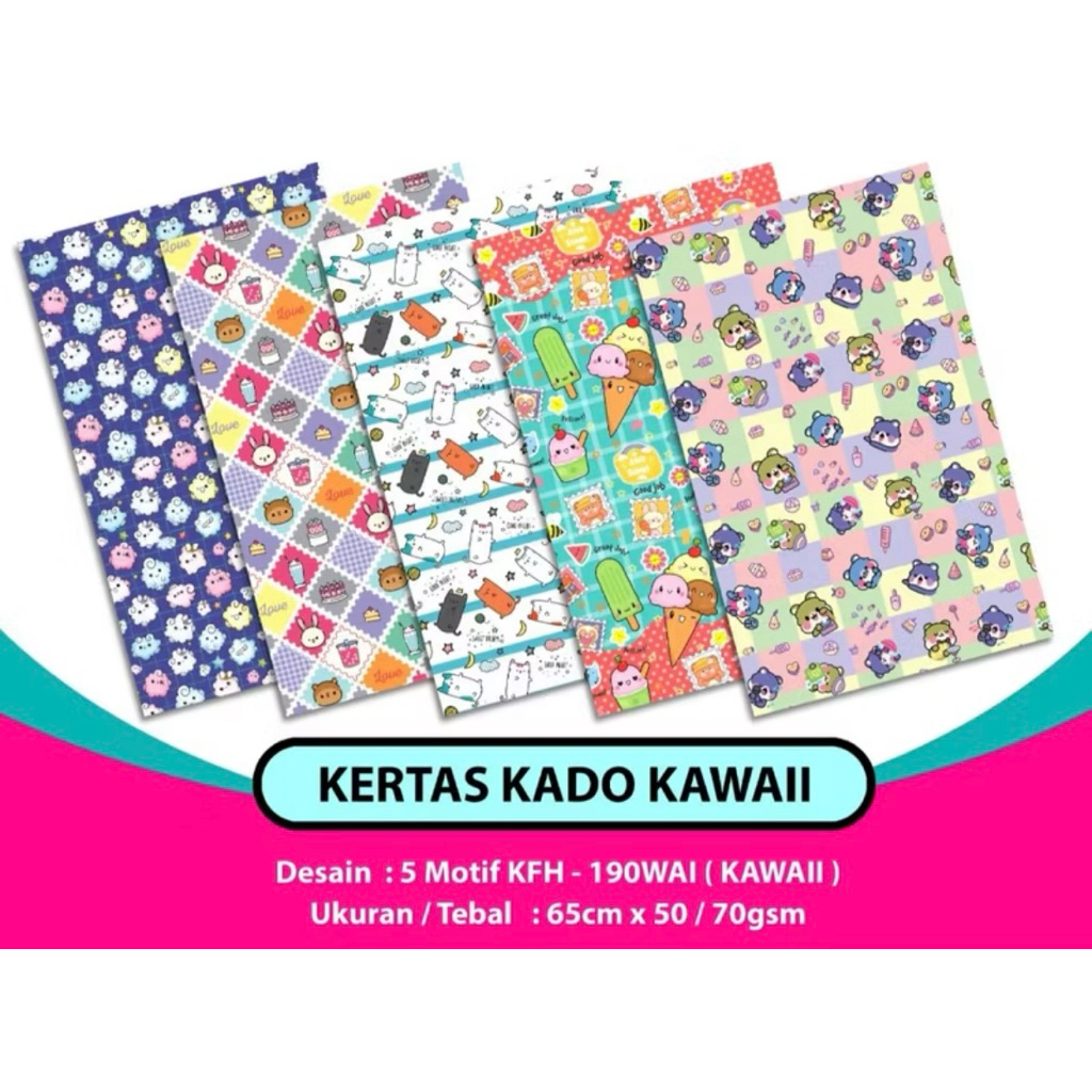 

KERTAS KADO (5 LEMBAR) | PACKING KADO | KERTAS KADO LUCU | BUNGKUS KADO