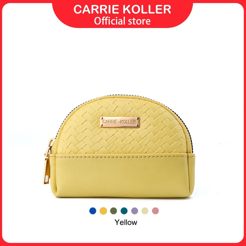 CARRIEKOLLER Dompet Mini Fashion Wanita, Tempat Kartu Anyaman Kulit, Wallets