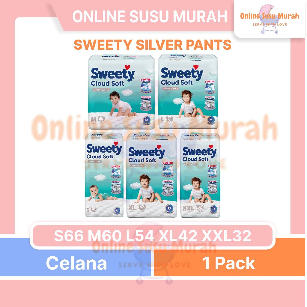 SWEETY SILVER PANTS S66 M60 L54 XL42 XXL32 CLOUD SOFT CUSHION S 66 M 60 L 54 XL 42 XXL 32 PPKS