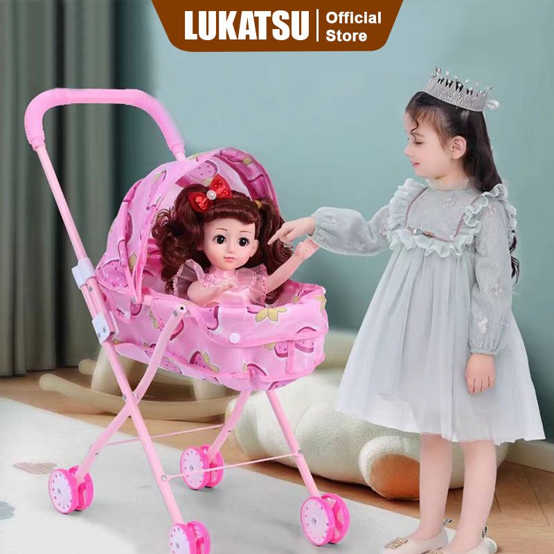 LUKATSU Mainan Kereta Dorong Anak Mainan Bayi Kereta Dorong Mainkan Mainan Rumah Mainan Anak
