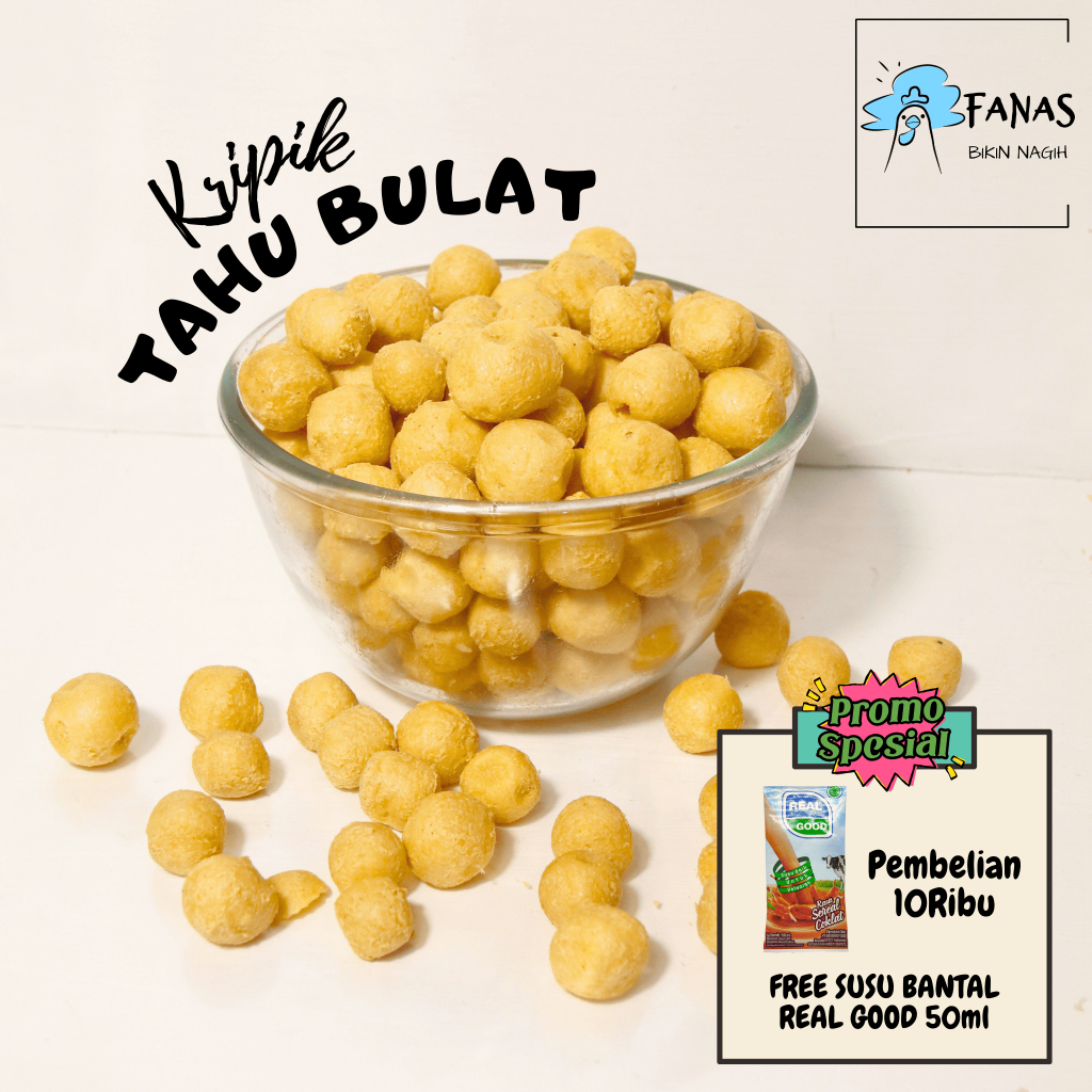 

Kripik Tahu Bulat 50gr Rasa dan Ori | Keripik Tahu Bulat | Snack Tahu Bulat | Tahu Bulat Kriuk | Fanas Snack
