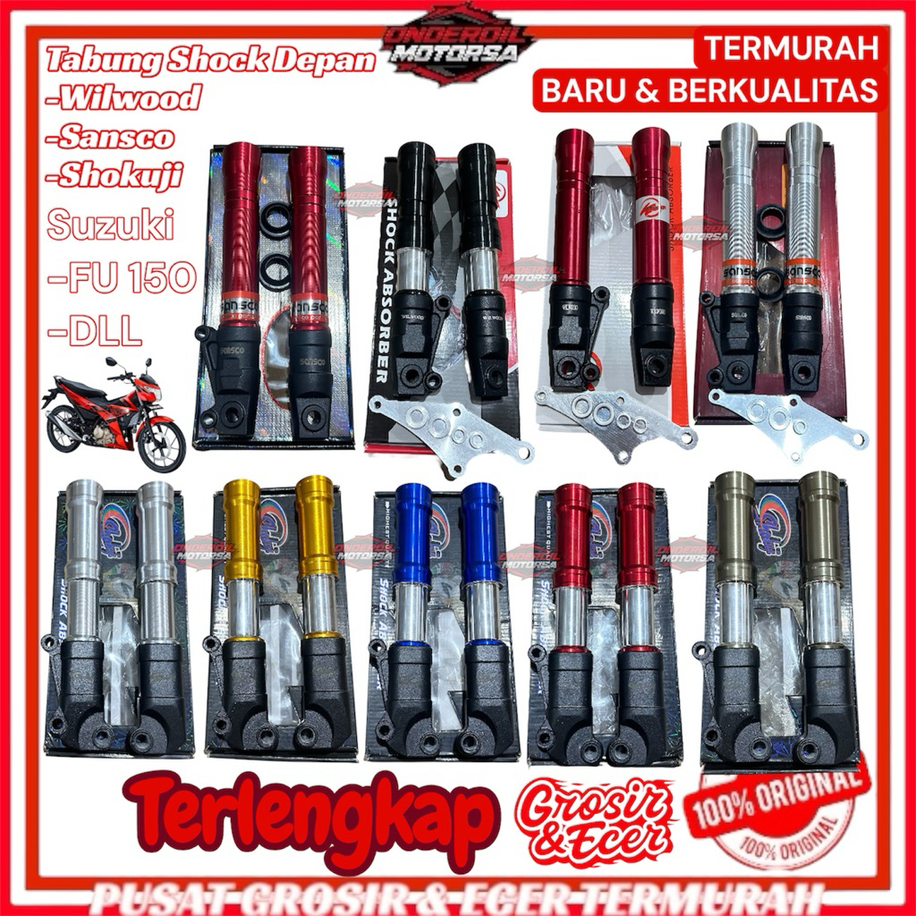 (TERLENGKAP) Bottom Tabung Shock Depan Variasi Suzuki Satria FU Black Silver Chrome Red Gold Blue Ti