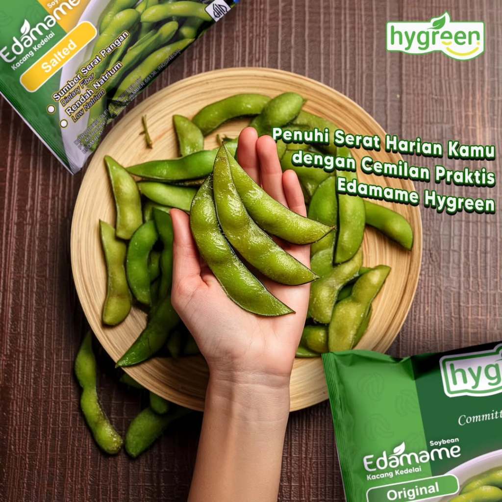 

HYGREEN EDAMAME Ori Salted Edamame Gurih Original 500gram Siap Makan Frozen - Kheiza Frozen
