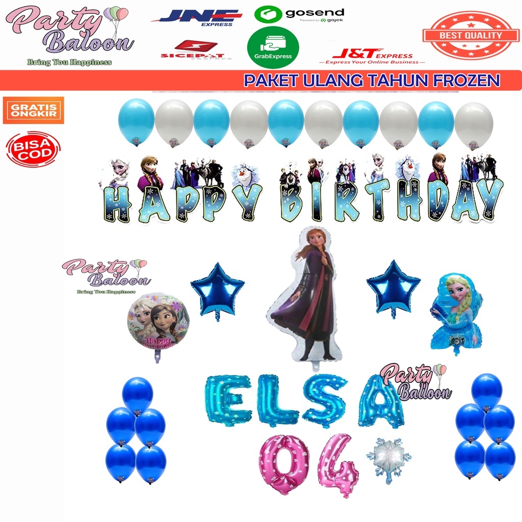 Paket Dekorasi Ulang Tahun Anak Perempuan Tema Frozen Elsa Ana