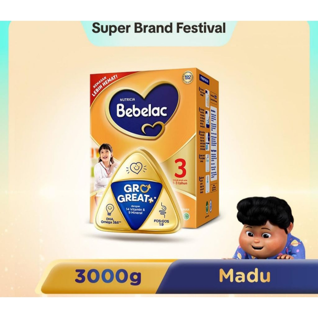 

BEBELAC 3 MADU SUSU PERTUMBUHAN BUBUK 3000 GRAM