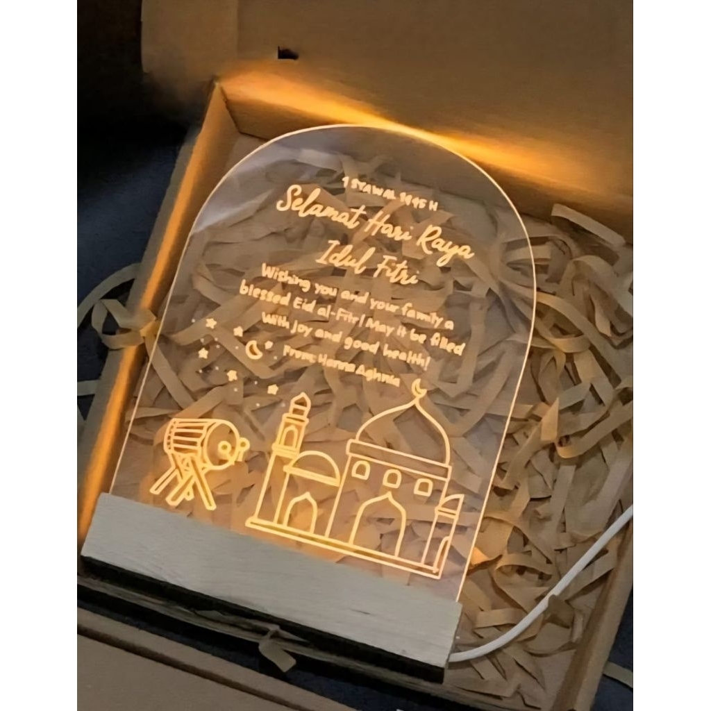 Lampu Akrilik Costum Idul Fitri Hempers Lebaran Unik Lampu Led Costum Idul Fitri Souvenir Lebaran El