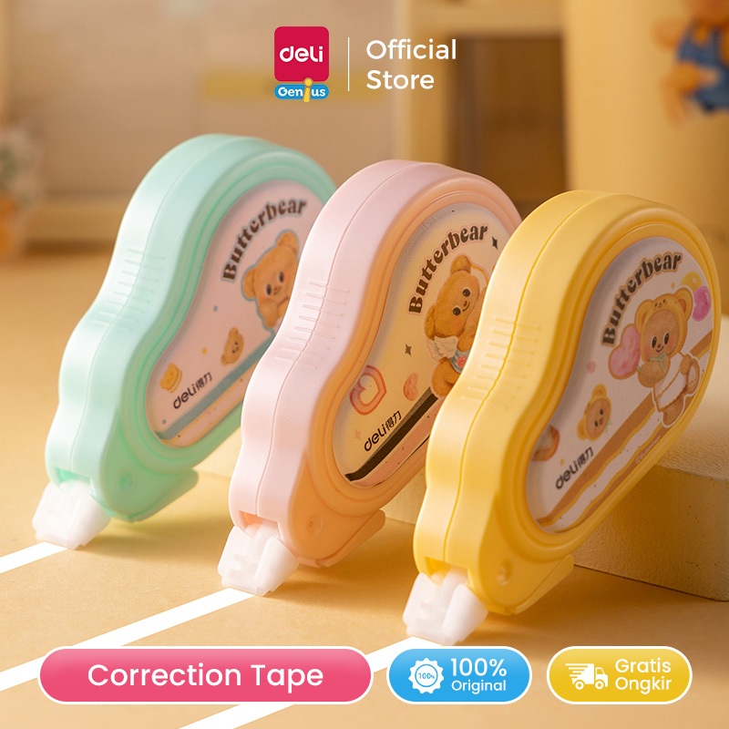 

Deli x Butterbear Pita Koreksi / Correction Tape 12/20 meter Tahan Lama HY112/HY120