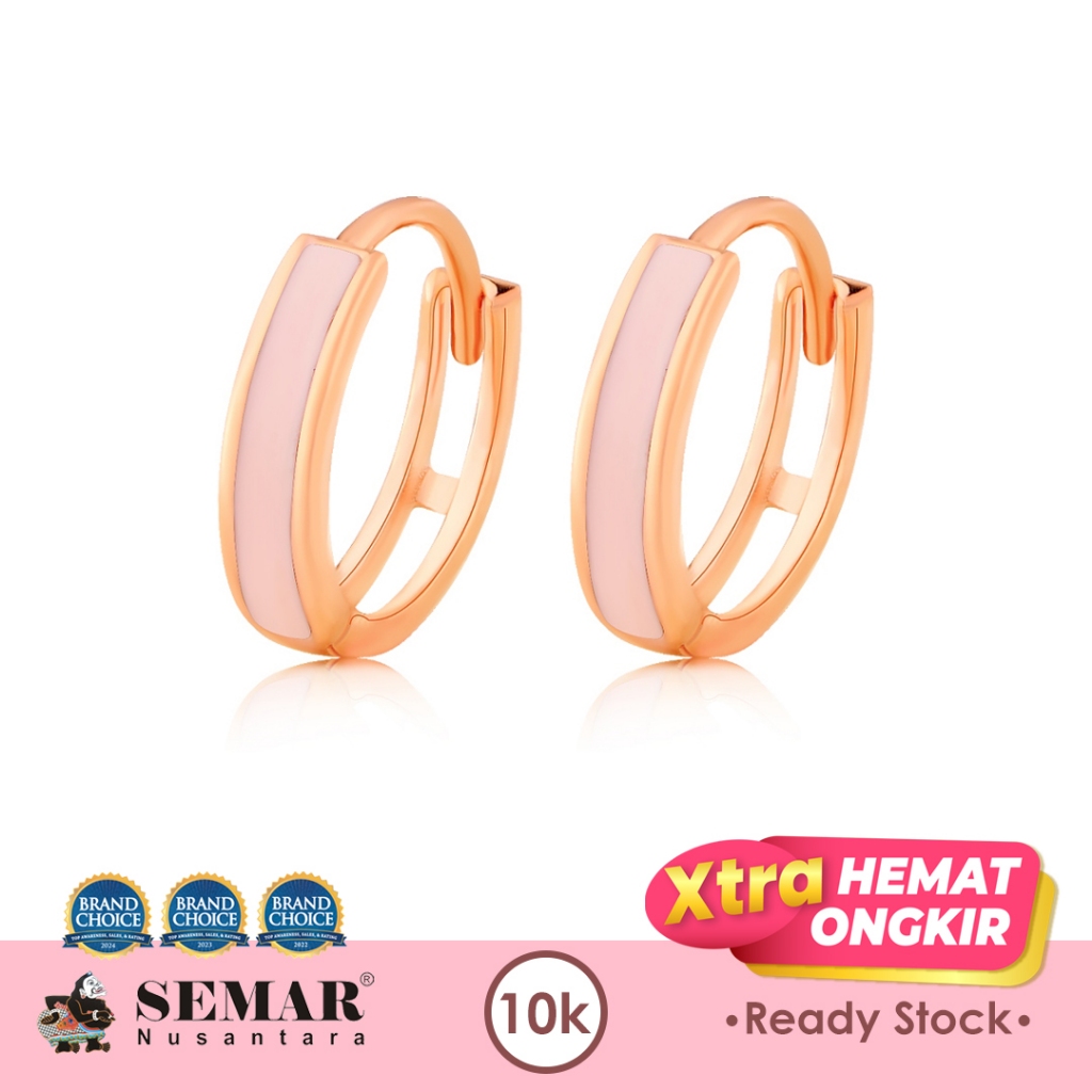 Anting Emas Jepit Rula Pink Rose Gold 10K Semar Nusantara