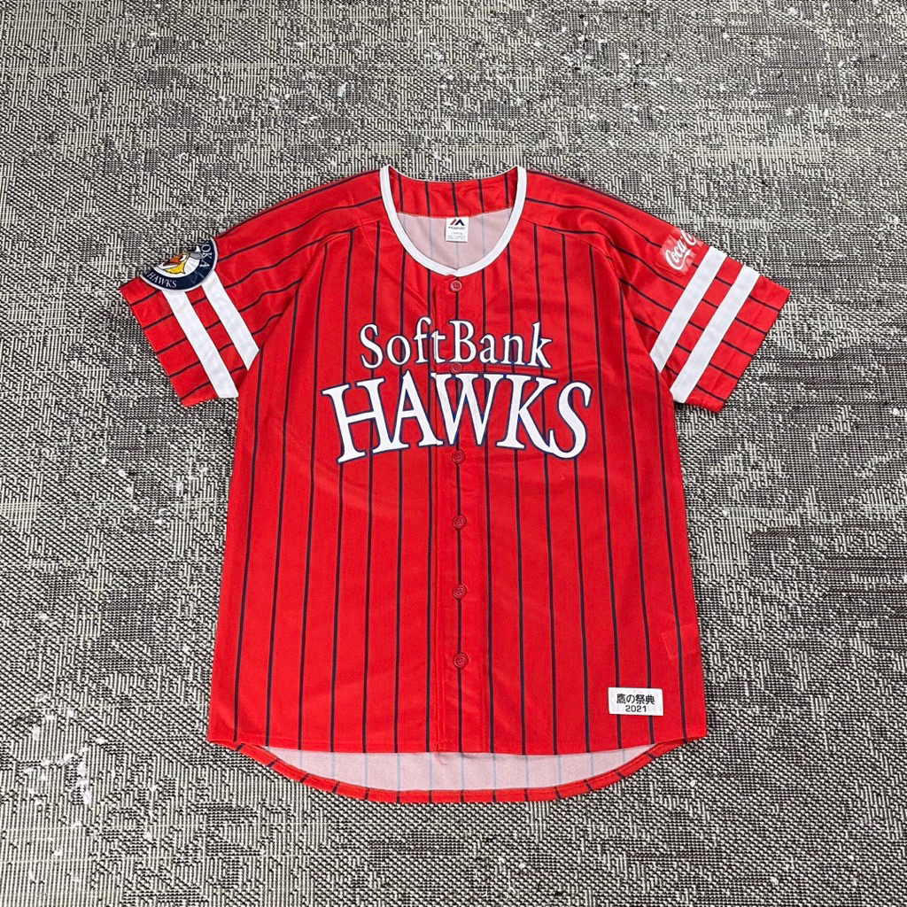 JERSEY BASEBALL MAJESTIC SOFTBANK HAWKS, size L