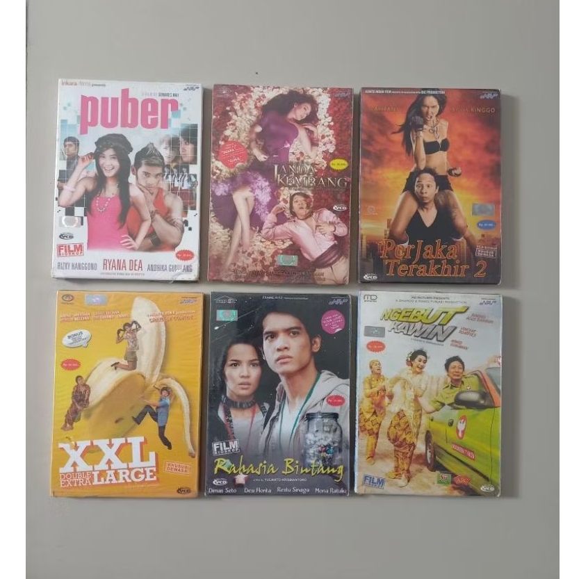 VCD FILM PUBER/JANDA KEMBANG/PERJAKA TERAKHIR 2/XXL DOUBLE EXTRA LARGE/RAHASIA BINTANG/NGEBUT KAWIN