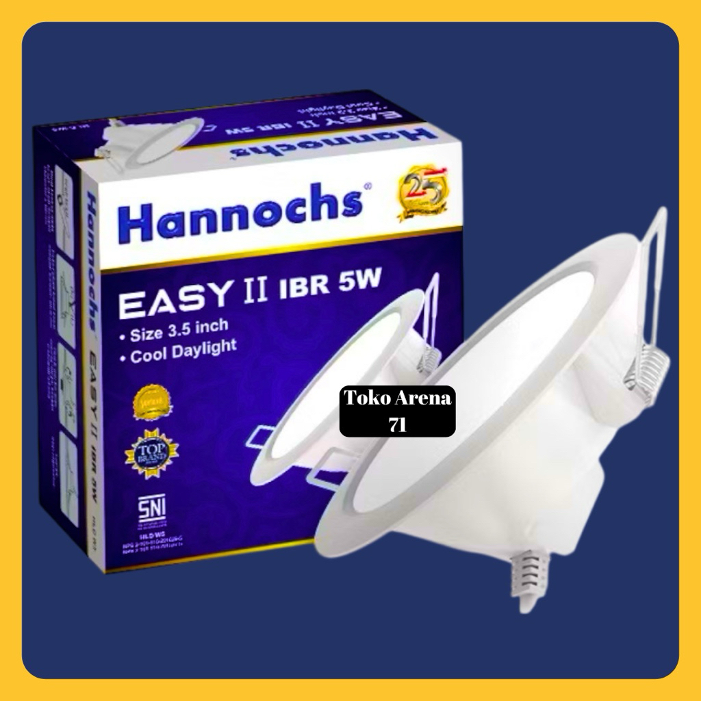 Lampu Hannochs Downlight LED EASY II 5W 5 Watt IBR Bulat 5 W 5Watt Cahaya Putih Inbow Tanam
