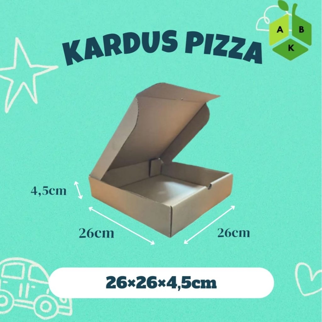 

Kardus Box Pizza 26x26x4,5cm Kardus Kemasan Pizza Die Cut