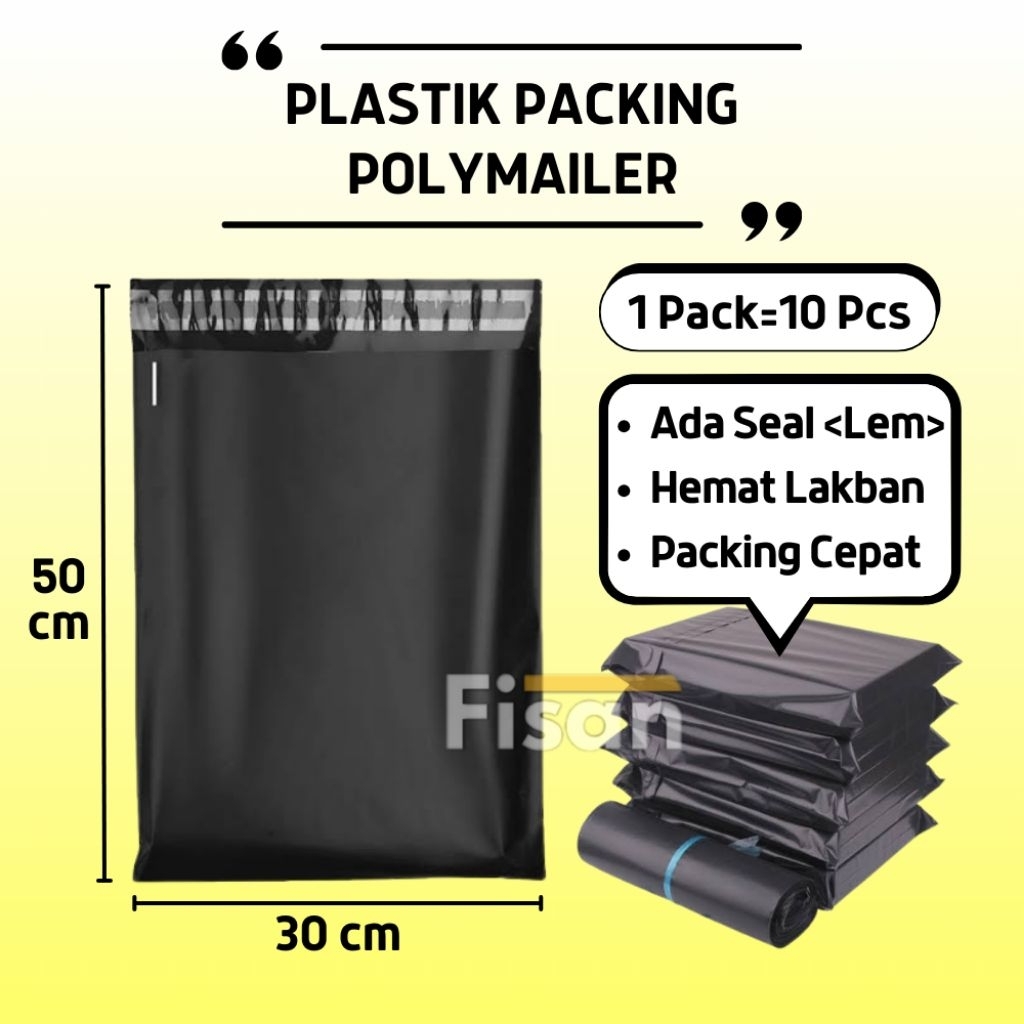 

10 Pcs Polymailer Hitam 30x50