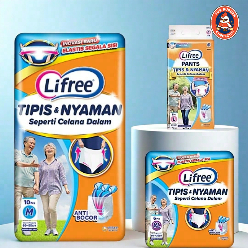 Lifree Tipis & Nyaman M10/L8/XL6 Popok Celana Dewasa
