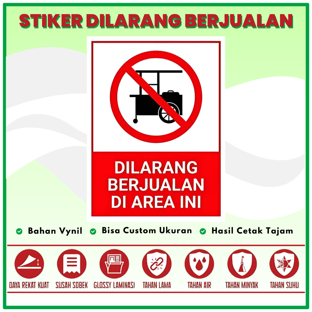 Stiker Dilarang Berjualan di Area Ini / Sticker Dilarang Berjualan - 20x30 cm