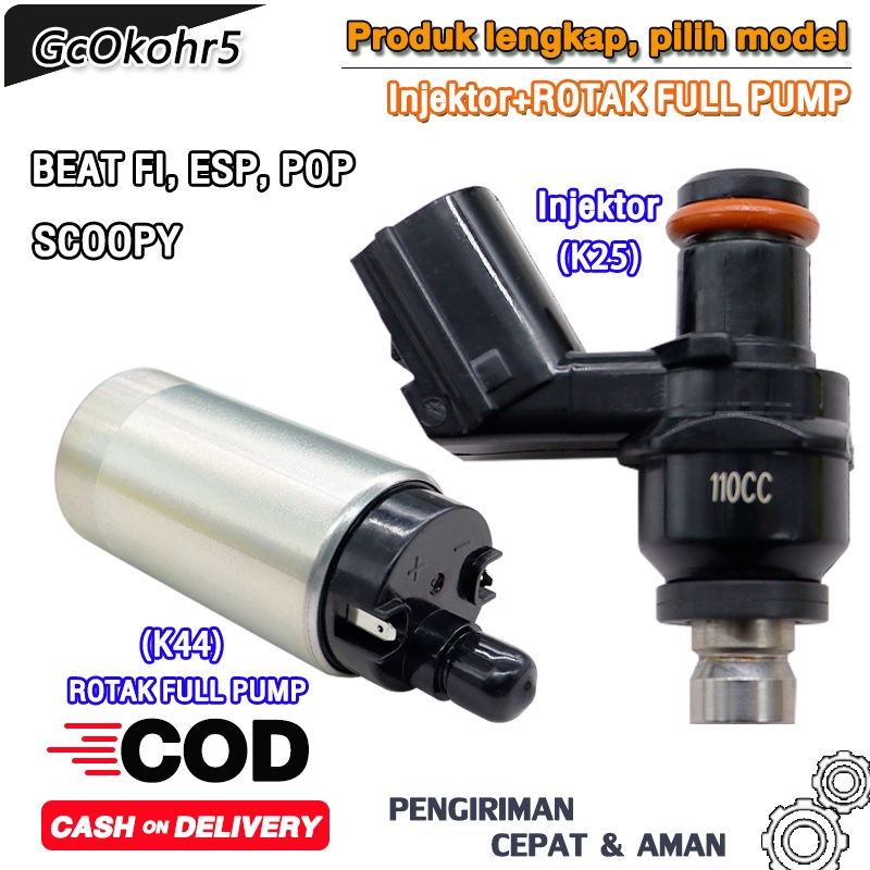 PAKETAN 2 BARANG INJEKTOR INJECTOR K25 ORIGINAL + ROTAK FULL PUMP K44 Beat Fi, Beat Esp, Scoopy Fi, 