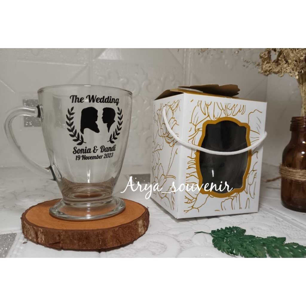 souvenir gelas gagang piala kemas box, souvenir gelas kopi