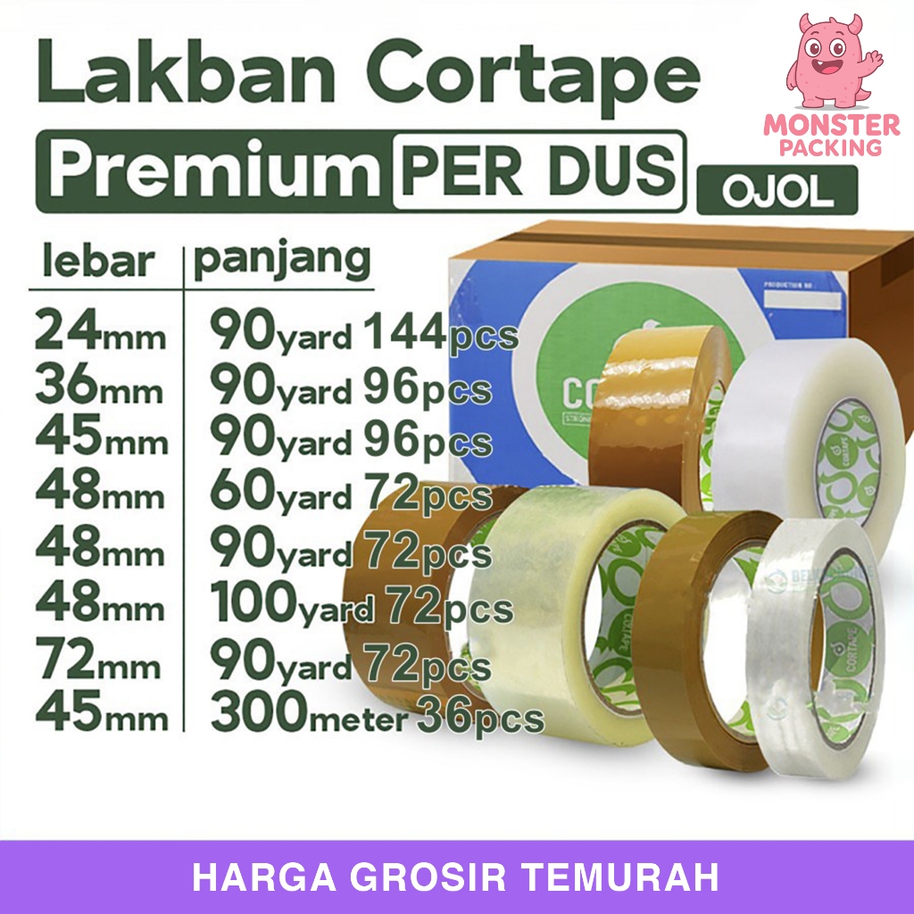 

Lakban / Selotip Cortape Ekonomis Grosir Termurah Per DUS OJOL