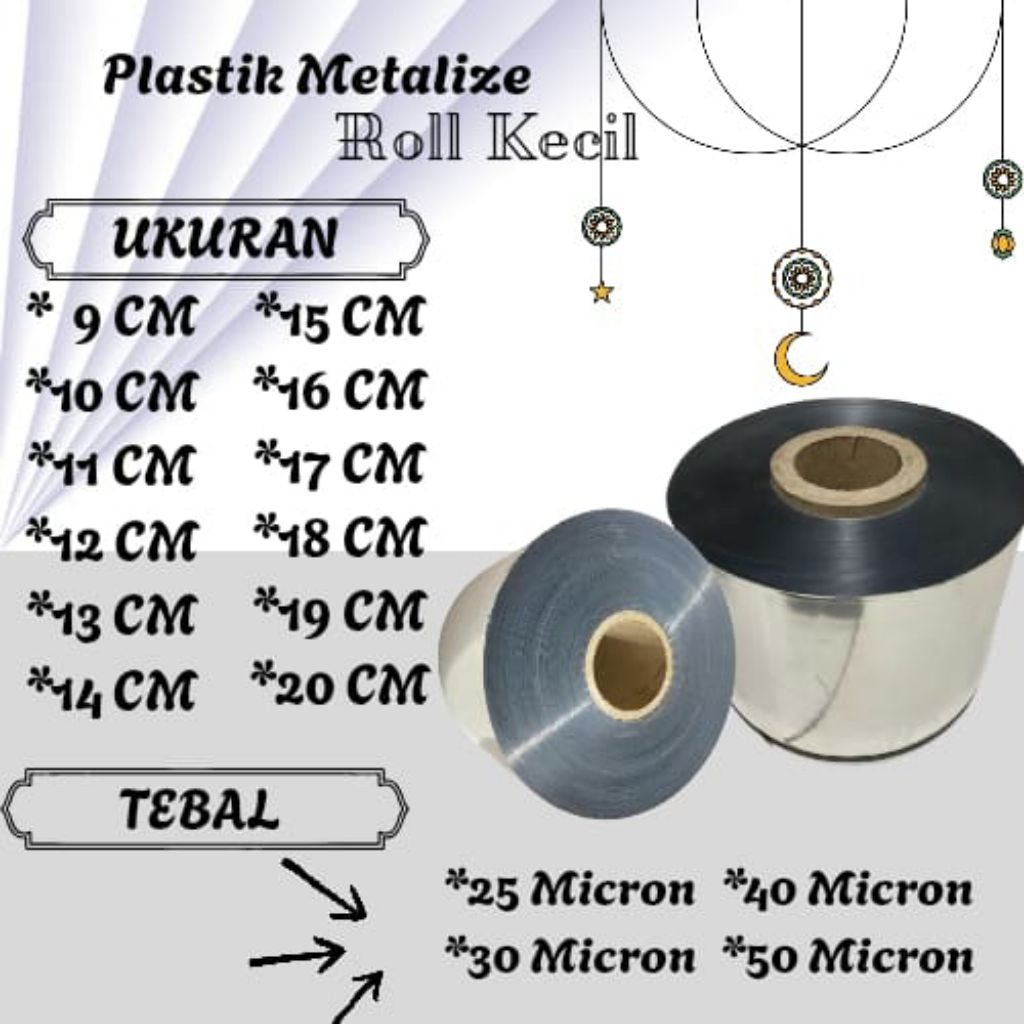 Plastik Kemasan Metalize Roll Kecil [9cm -20cm] Tebal 25,30,40,50 Micron