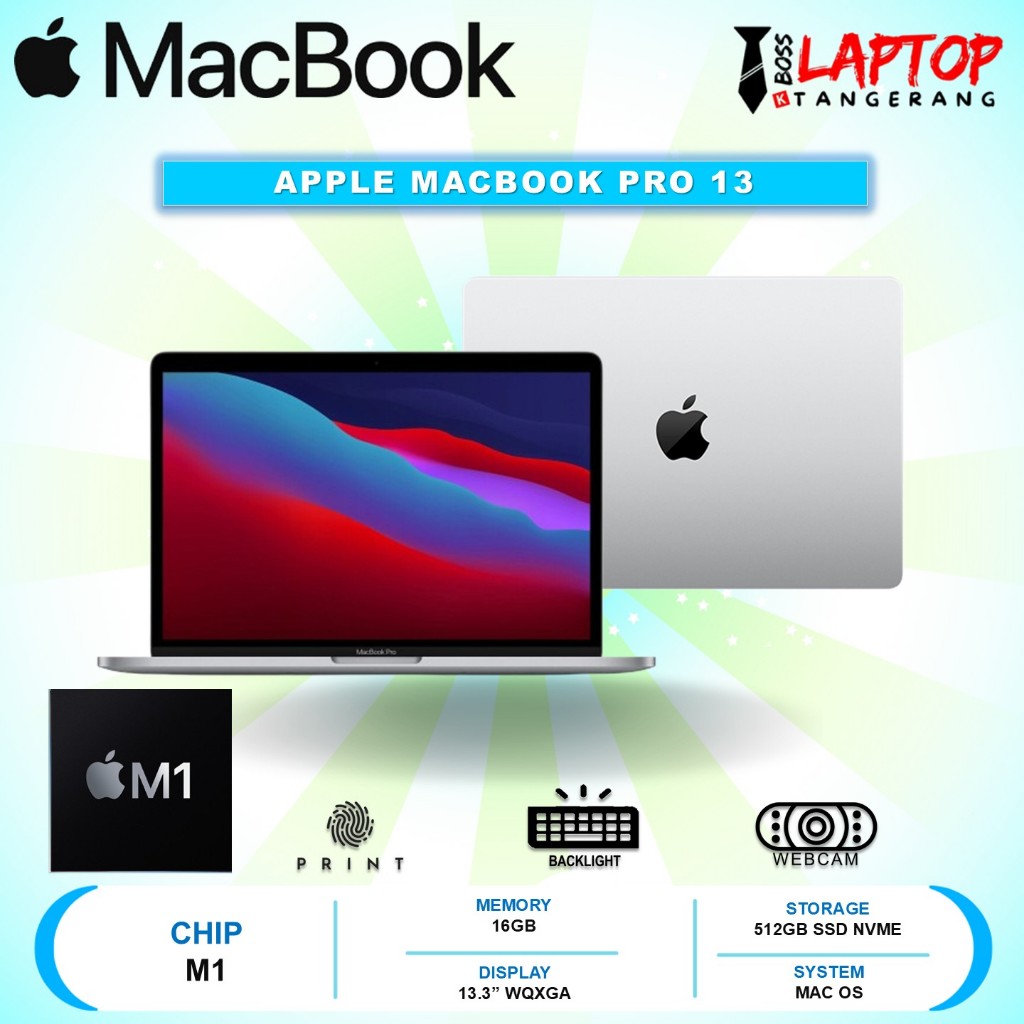 Laptop Apple Macbook PRO M1 16GB 512GB 13.3 BL FP MAC OS Second Garansi 1BULAN