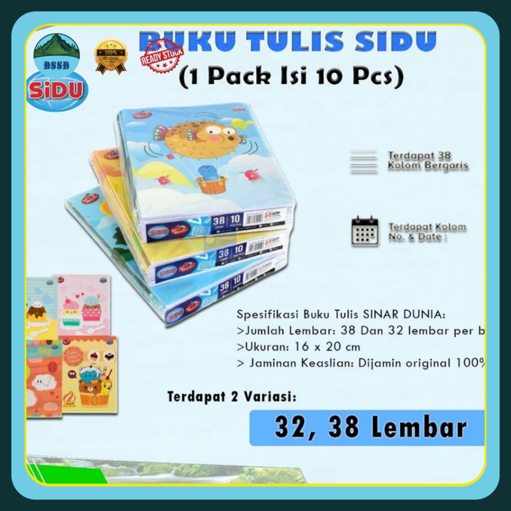 

Buku Tulis Sidu 38 Lembar – Pack 10 | Sinar Dunia Exercise Book | Pelajar & Sekolah