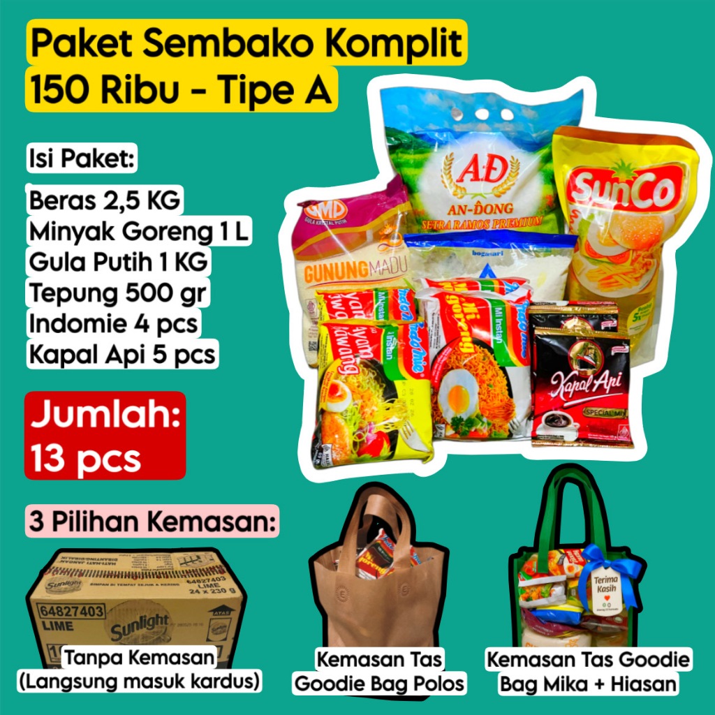 Paket Sembako Murah Lengkap 150rb Praktis Komplit