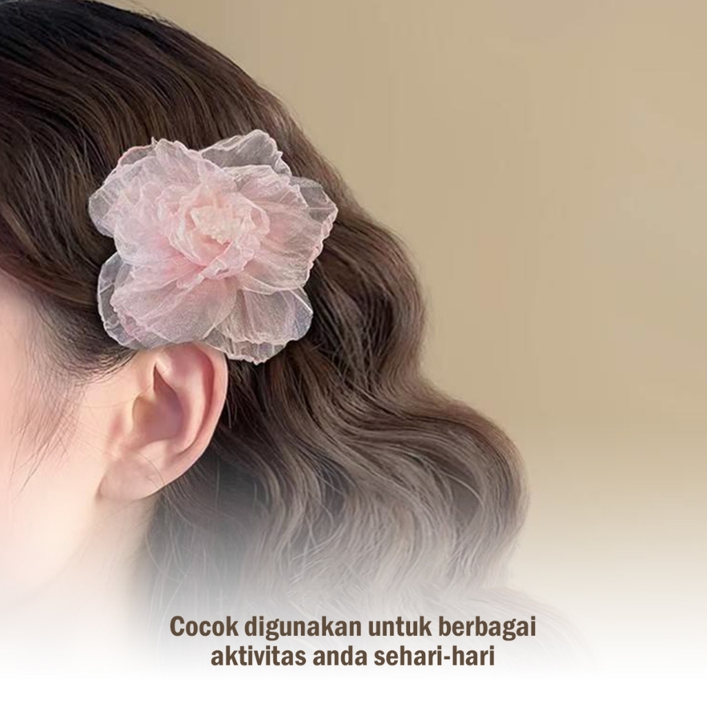 Jepit Rambut Bunga Mawar Besar Transparan/Jepit Rambut Bunga Elegan / Jepit Bunga