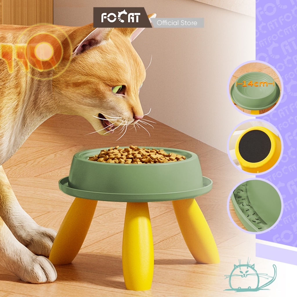 FOCAT Mangkuk Makan Kucing Anjing M45 Pet Feeder Bowl Neck Protection/Tempat Makan Hewan Peliharaan