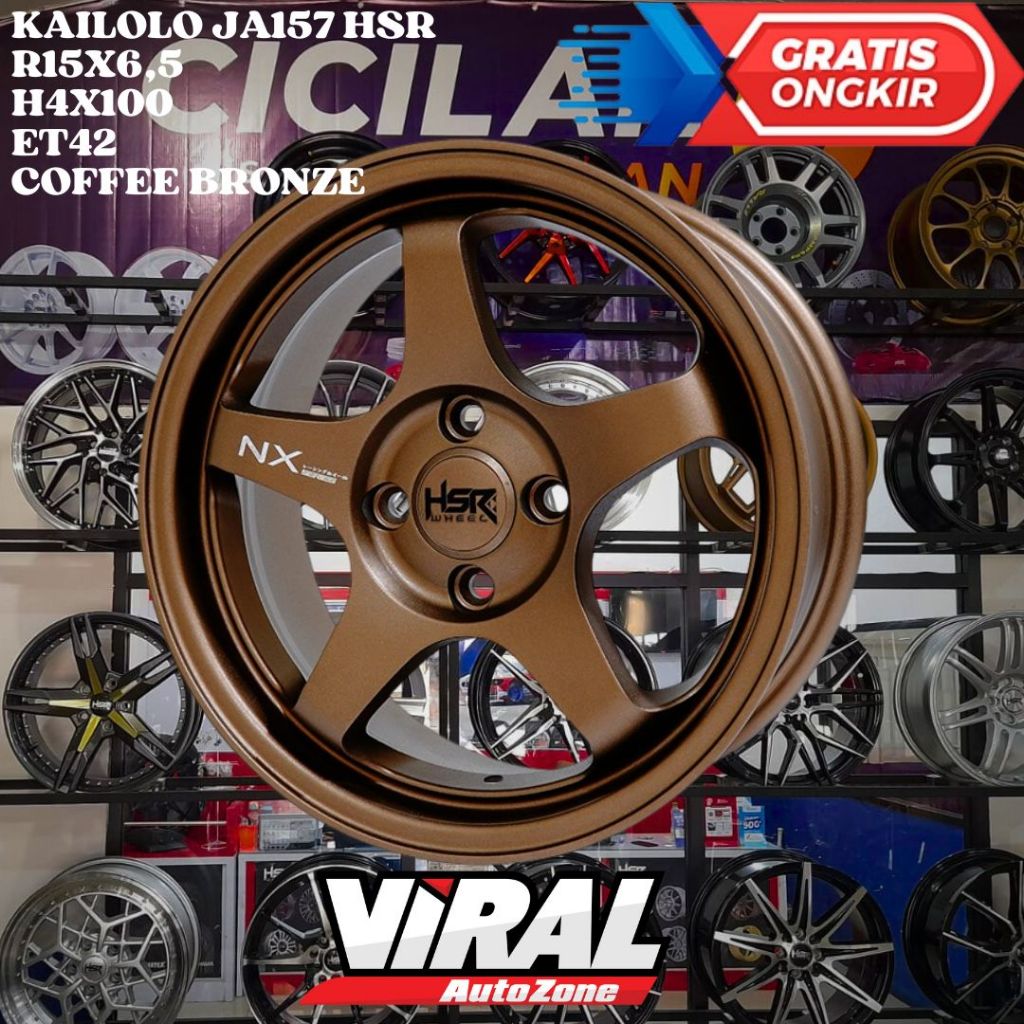 Velg Mobil Ring 15 HSR KAILOLO R15 LEBAR 6,5 LOBANG BAUT 4 ET42 BRONZE