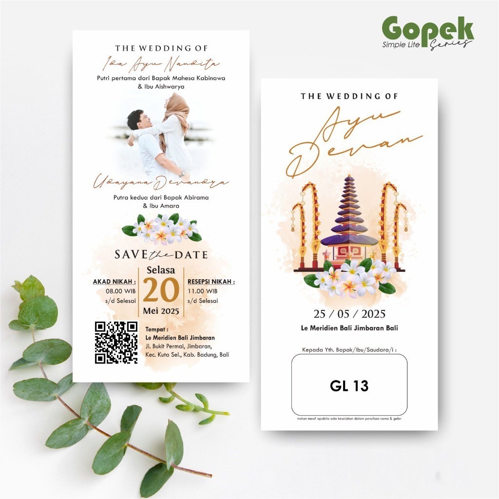 Undangan Pernikahan Murah - Undangan Nikah Custom Simple GOPEK LITE - Wedding Invitation Aesthetic