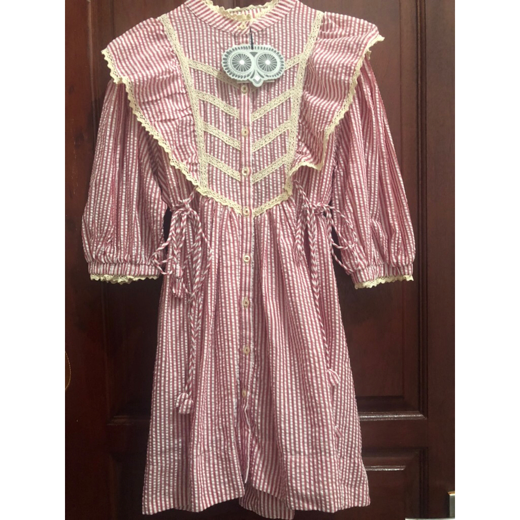 The Story Of / Bellatrix Mini Dress Seersucker Vintage Red Size 10