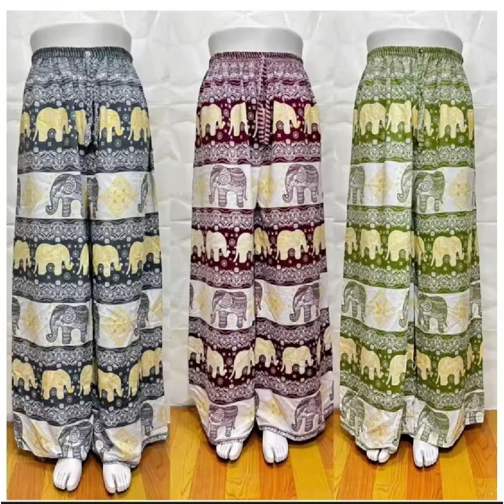 Celana Kulot Motif gajah bahan rayon