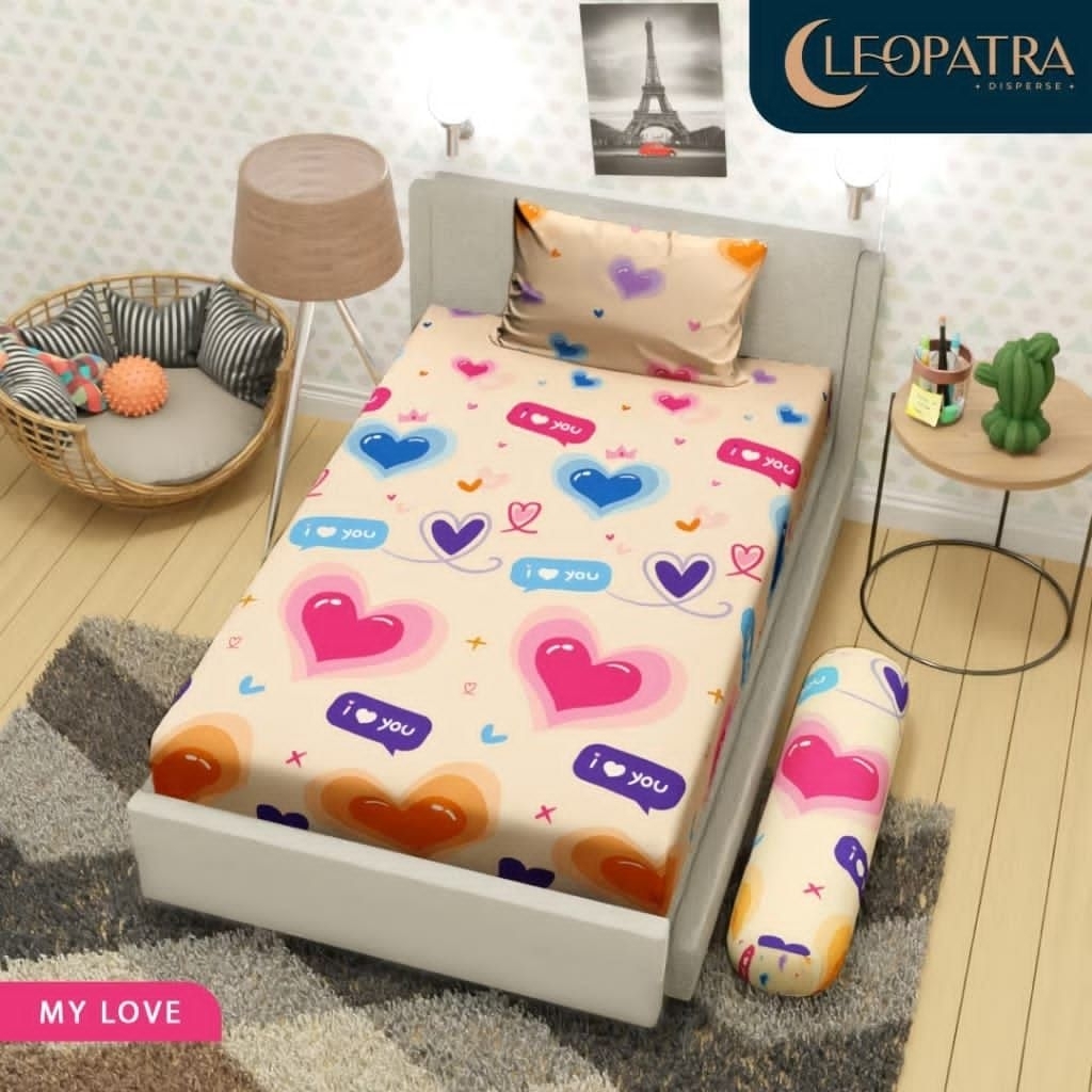 Cleopatra sprei premium 90/100/120/160/180/200 motif My love heart cream hati